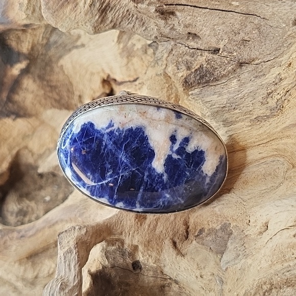 Beautiful Adjustable Sodalite Ring - 925 Plated - NWT - Picture 2 of 7